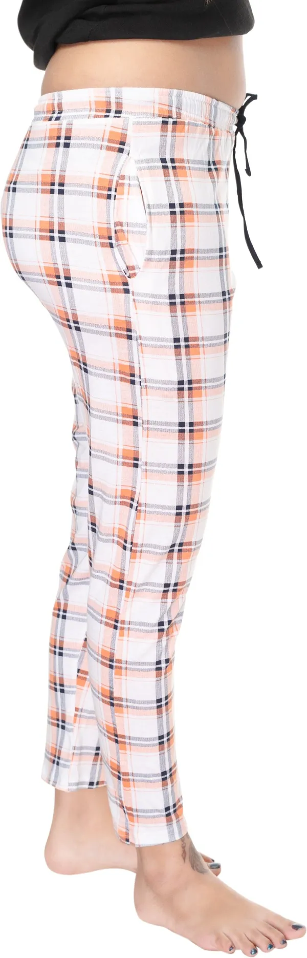 Multicolour_Cotton_Checkered__Casual_Pyjama_For_Women