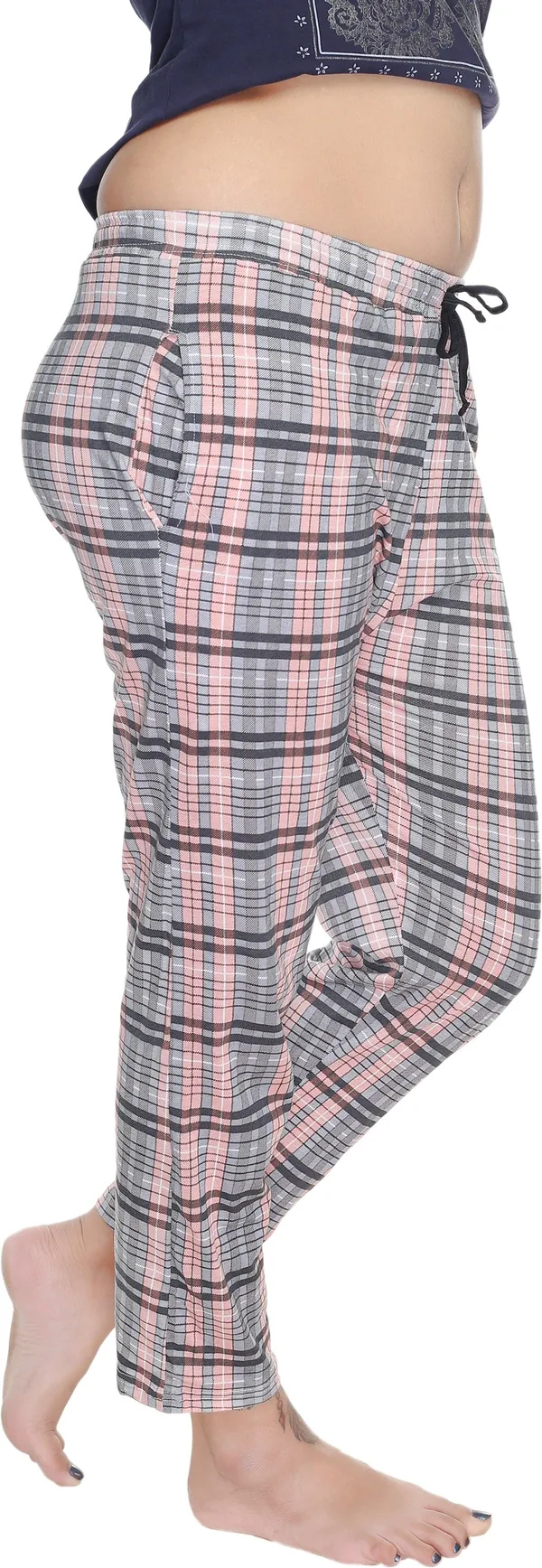 Multicolour_Cotton_Checkered__Casual_Pyjama_For_Women