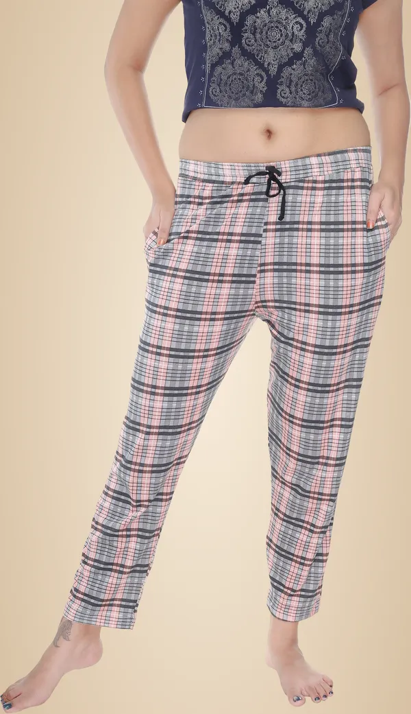 Multicolour_Cotton_Checkered__Casual_Pyjama_For_Women