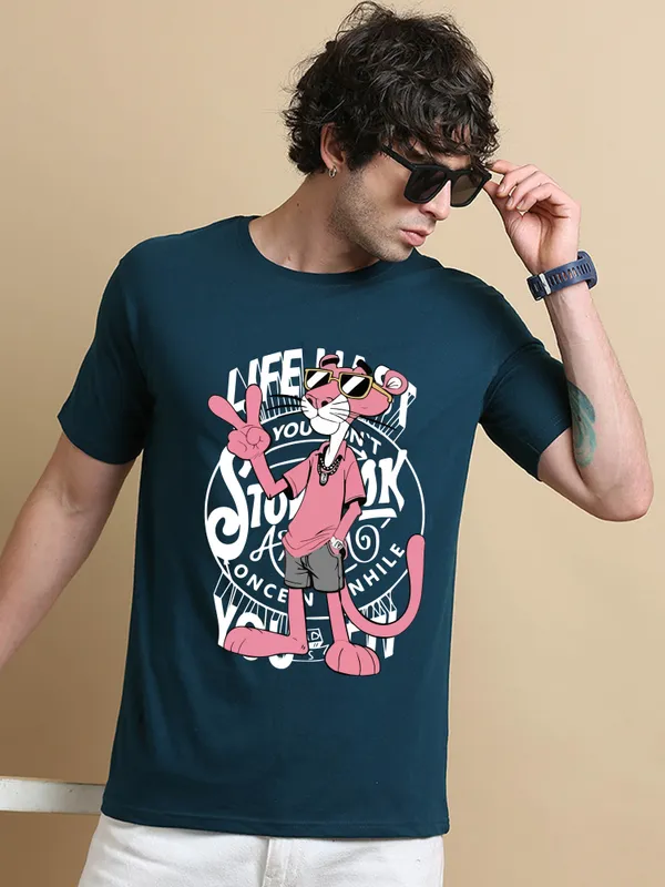 Cool_Panther_Cotton_Graphic_T-Shirt_–_Teal_Blue_Edition