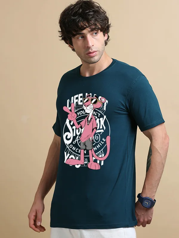 Cool_Panther_Cotton_Graphic_T-Shirt_–_Teal_Blue_Edition