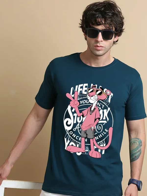 Cool_Panther_Cotton_Graphic_T-Shirt_–_Teal_Blue_Edition