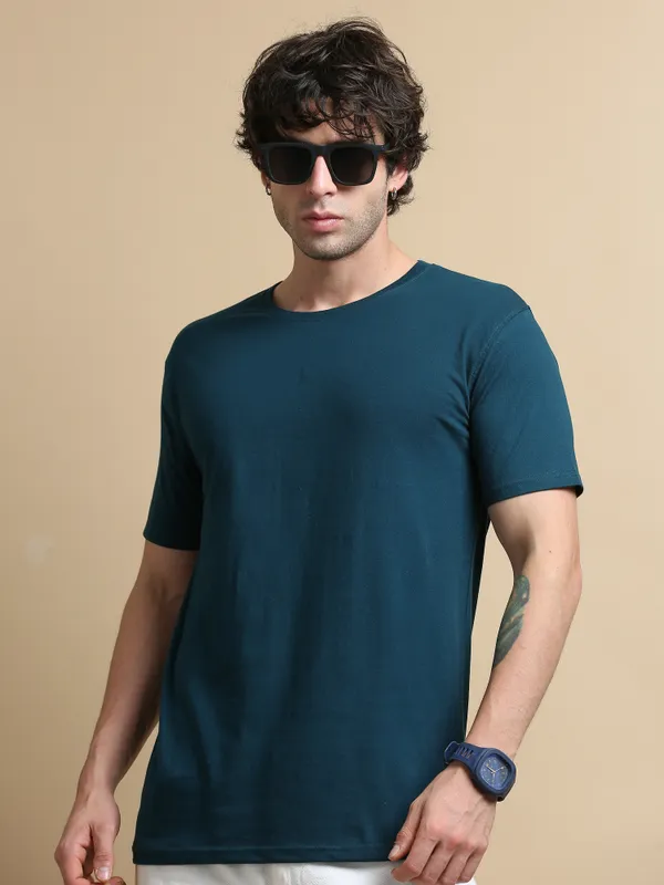 Teal_Blue_Essential_Cotton_Regular_Fit_Round_Neck_Tshirt