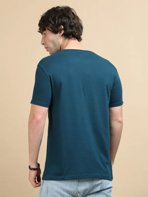 Teal_Blue_Anchored_Compass__Cotton_Round_Neck_T-Shirt