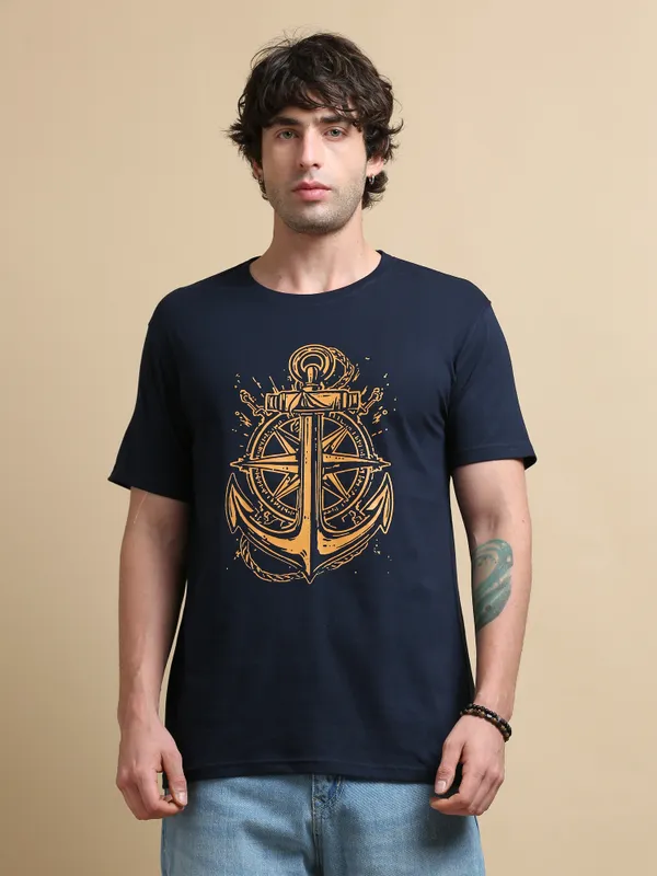 Navy_Blue_Anchored_Compass__Cotton_Round_Neck_T-Shirt