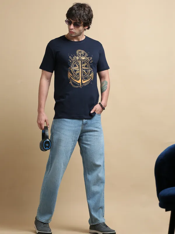 Navy_Blue_Anchored_Compass__Cotton_Round_Neck_T-Shirt