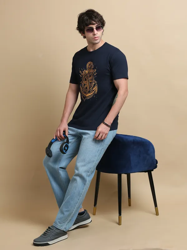 Navy_Blue_Anchored_Compass__Cotton_Round_Neck_T-Shirt