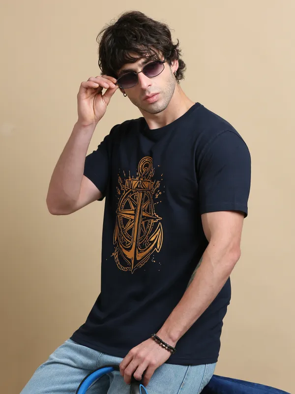 Navy_Blue_Anchored_Compass__Cotton_Round_Neck_T-Shirt