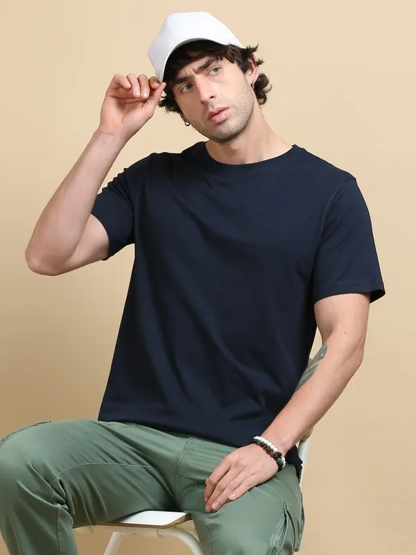 Navy_Blue_Cotton_Regular_Fit_Round_Neck_Tshirt