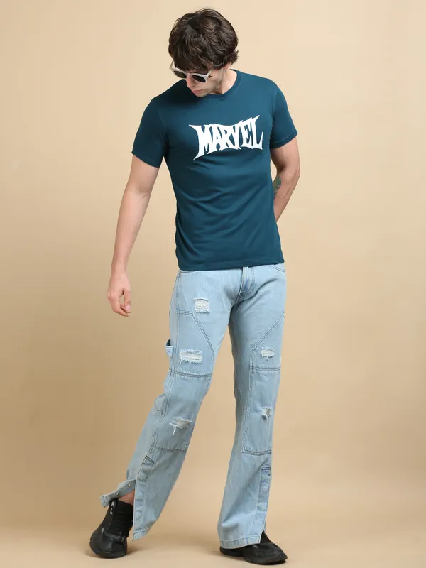 Teal_Blue_Monolith__Cotton_Round_Neck_T-Shirt