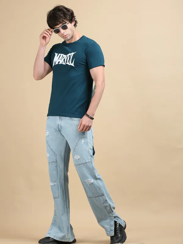 Teal_Blue_Monolith__Cotton_Round_Neck_T-Shirt
