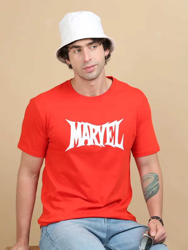 Red_Cotton_Printed_Round_Neck_T-Shirt_For_Men