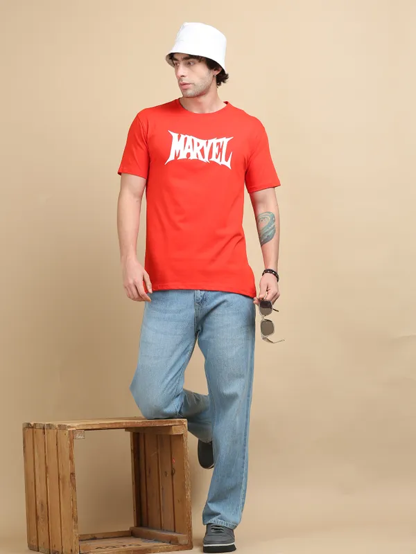 Red_Cotton_Printed_Round_Neck_T-Shirt_For_Men