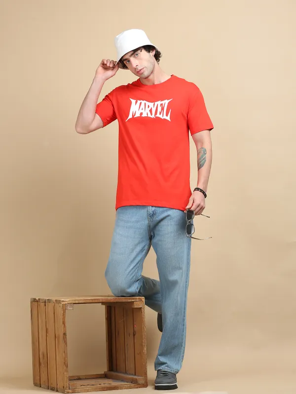 Red_Cotton_Printed_Round_Neck_T-Shirt_For_Men