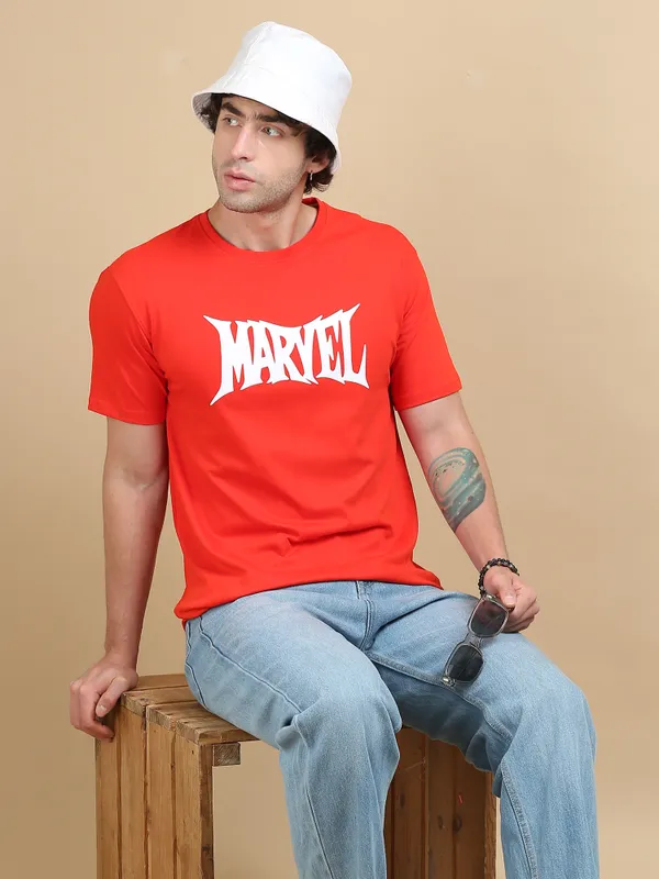 Red_Cotton_Printed_Round_Neck_T-Shirt_For_Men