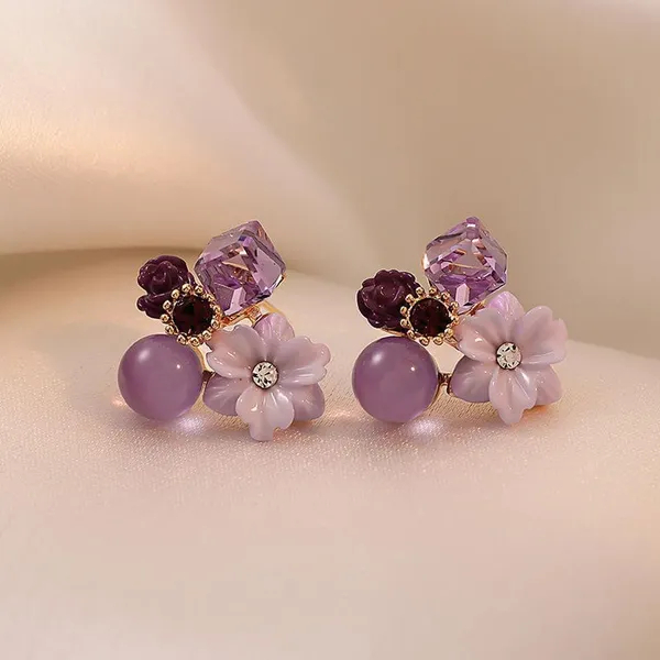Gold_&_Purple_Alloy_Earring_Set_For_Women