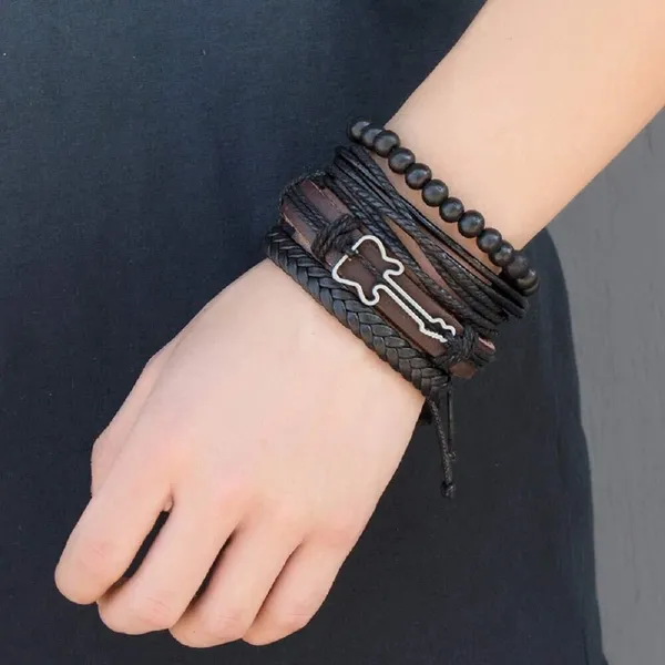 Black_&_Brown_Leather_Bracelet_For__Men