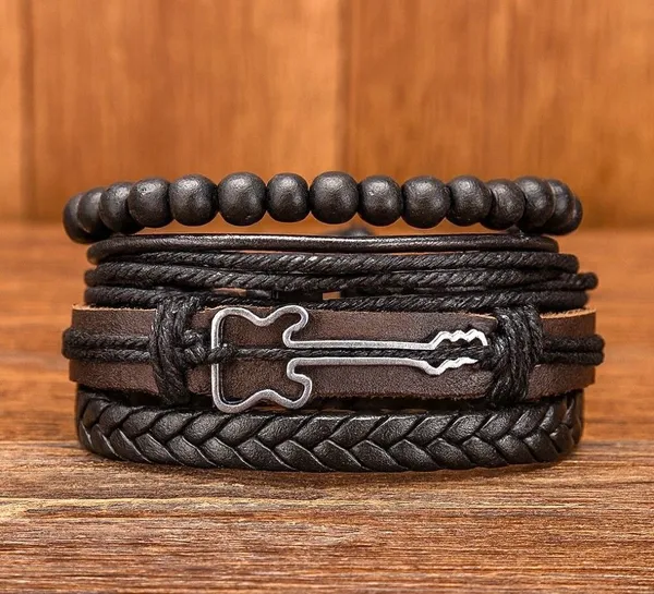 Black_&_Brown_Leather_Bracelet_For__Men