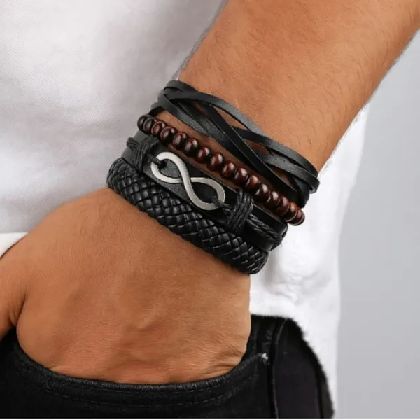 Brown_&_Black_Leather_Bracelet_For__Men