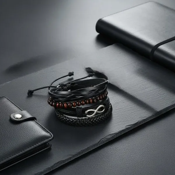 Brown_&_Black_Leather_Bracelet_For__Men