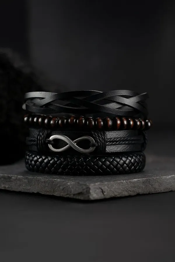 Brown_&_Black_Leather_Bracelet_For__Men