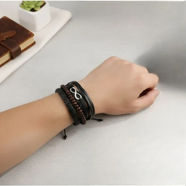 Brown_&_Black_Leather_Bracelet_For__Men