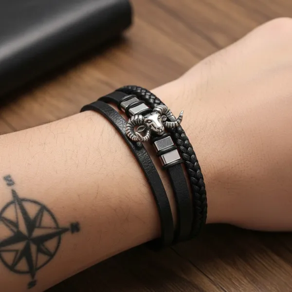 Black_Leather_Bracelet_For__Men