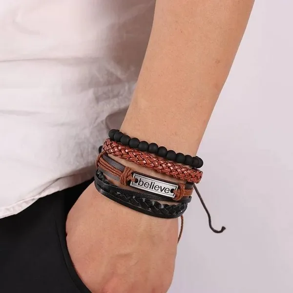 Brown_&_Black_Leather_Bracelet_For__Men