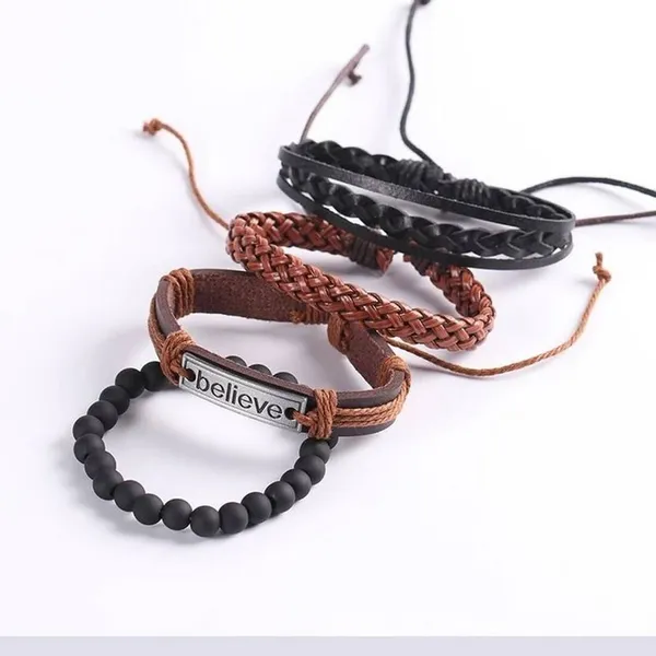 Brown_&_Black_Leather_Bracelet_For__Men