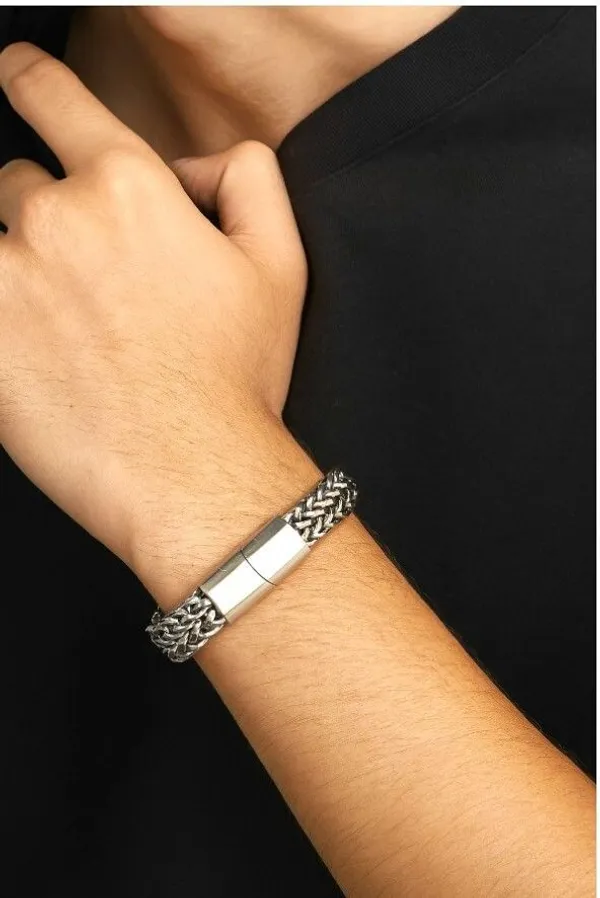 Silver_Alloy_Bracelet_For__Men