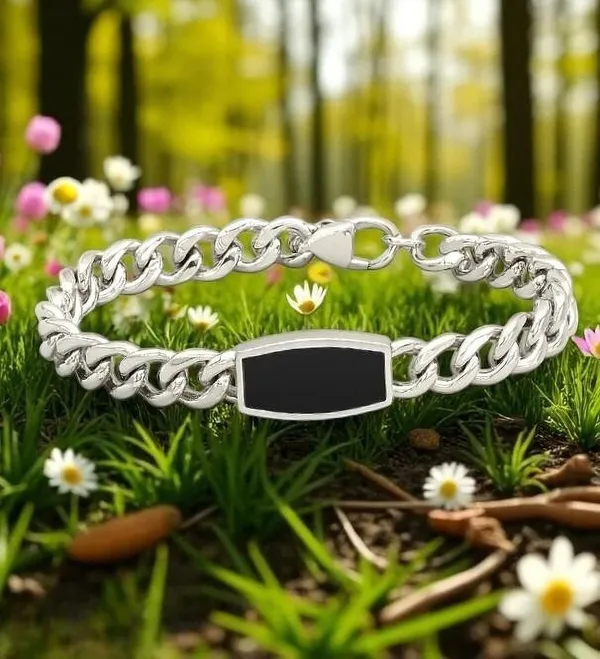 Unisex_Silver_&_Black_Alloy_Bracelet