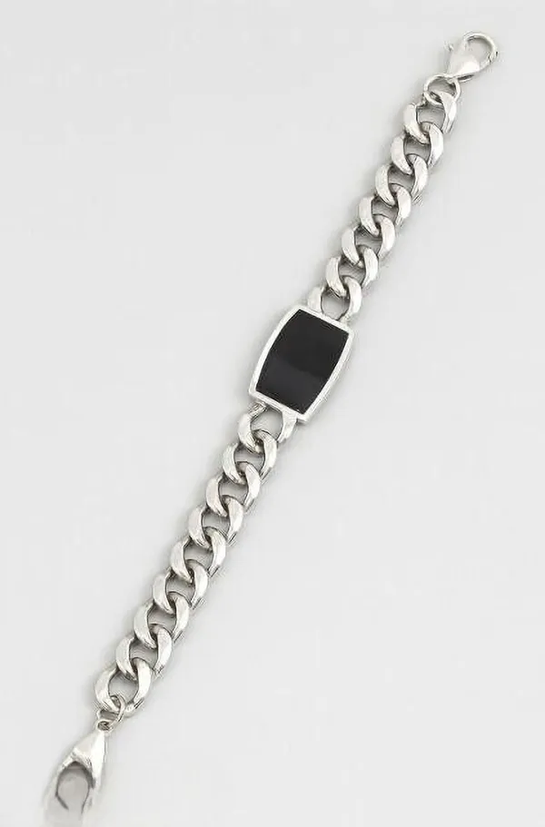 Unisex_Silver_&_Black_Alloy_Bracelet