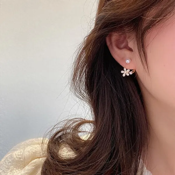 White_&_Gold_&_Pink_Alloy_Earring_Set_&_Stud_Earring_&_Cuff_Earring_For_Women