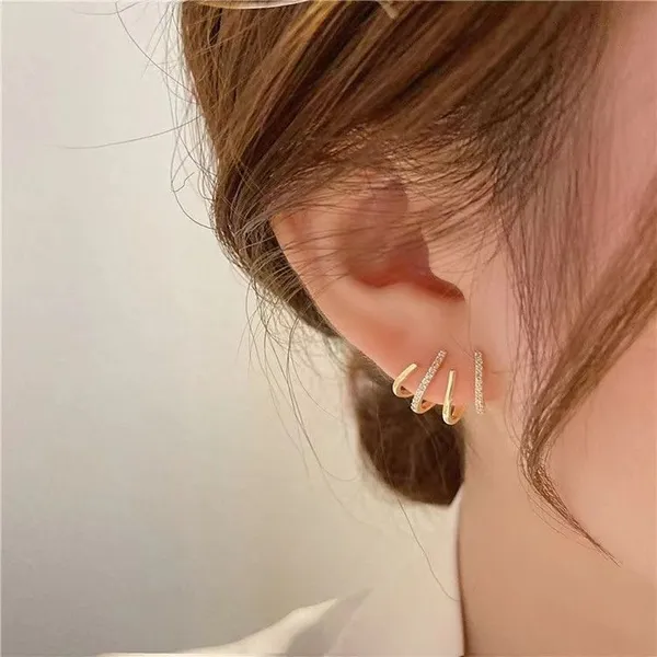 White_&_Gold_&_Pink_Alloy_Earring_Set_&_Stud_Earring_&_Cuff_Earring_For_Women