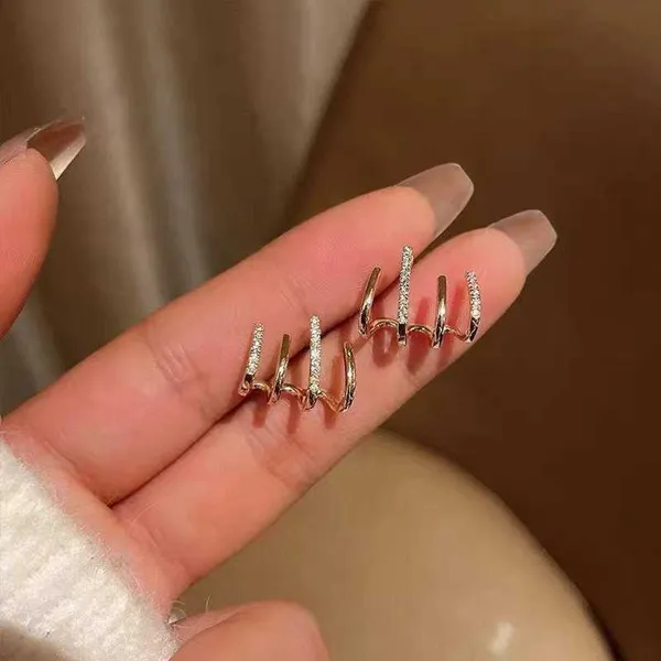 Gold_&_White_&_Rose_Gold_Alloy_Stud_Earring_For_Women