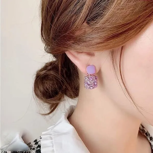 White_&_Gold_&_Purple_Alloy_Earring_Set_&_Drops_&_Danglers_For_Women