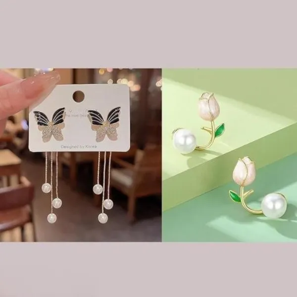 Gold_&_White_&_Black_Alloy_Stud_Earring_For_Women
