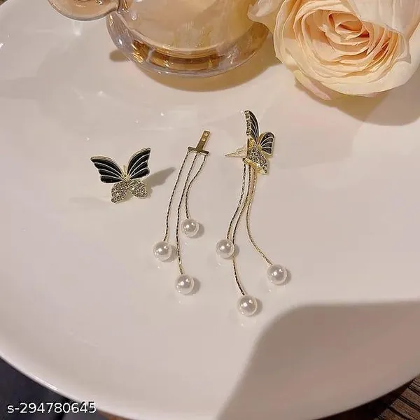 Gold_&_White_&_Black_Alloy_Stud_Earring_For_Women