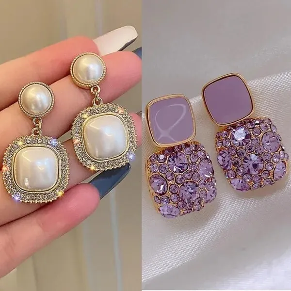 Gold_&_White_&_Purple_Alloy_Earring_Set_&_Drops_&_Danglers_For_Women