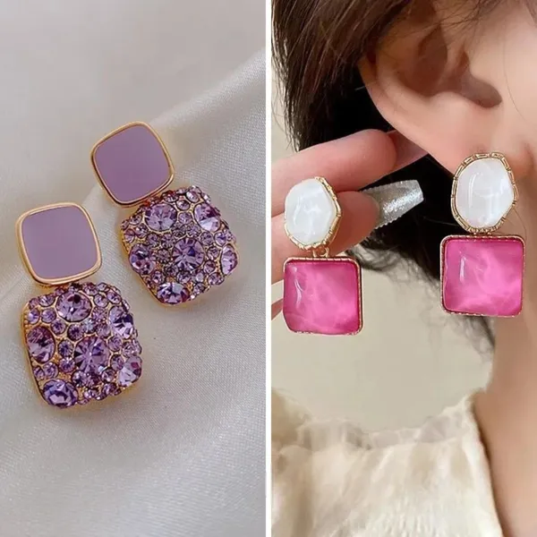 White_&_Gold_&_Purple_&_Pink_Alloy_Earring_Set_&_Drops_&_Danglers_For_Women