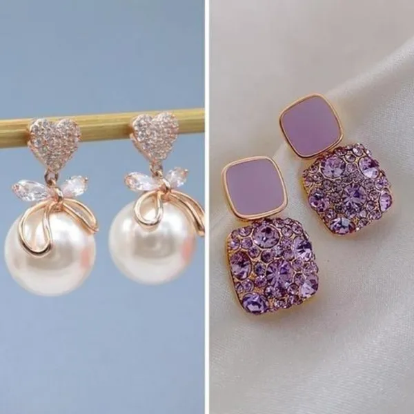Gold_&_White_&_Purple_Alloy_Drops_&_Danglers_&_Earring_Set_For_Women