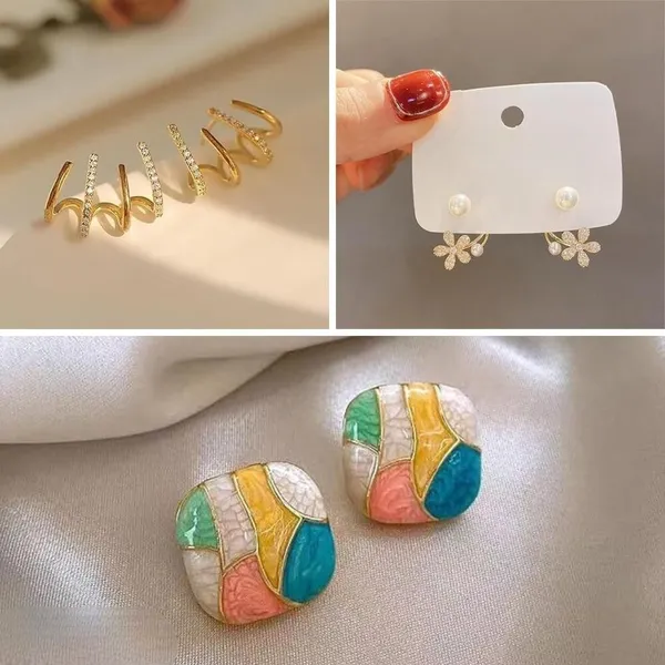 Gold_&_White_Alloy_Earring_Set_&_Stud_Earring_For_Women
