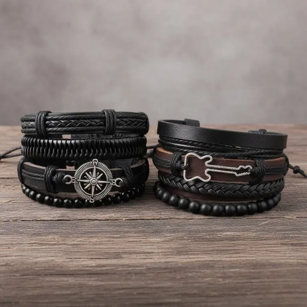 Brown_&_Black_Leather_Bracelet_For__Men