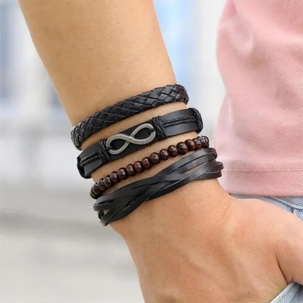 Pack_Of_6_Black_Leather_Bracelet_For_Men_