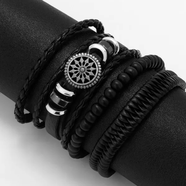 Pack_Of_6_Black_Leather_Bracelet_For_Men_