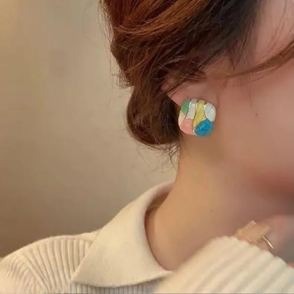 Multicolor_Alloy_Stud_Earring_&_Huggie_Earring_&_Hoop_Earring_&_Cuff_Earring_For_Women