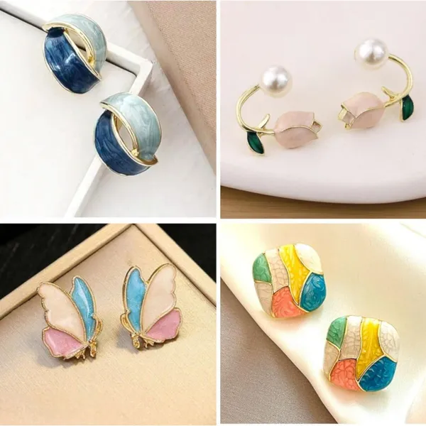 Multicolor_Alloy_Stud_Earring_&_Huggie_Earring_&_Hoop_Earring_&_Cuff_Earring_For_Women