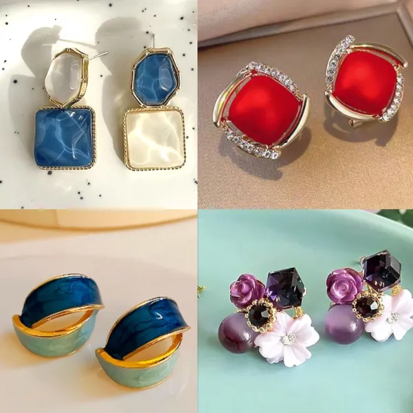 Multicolor_Alloy_Stud_Earring_&_Cuff_Earring_&_Drops_&_Danglers_For_Women