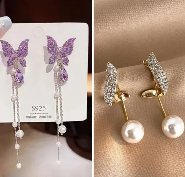 White_&_Gold_&_Purple_Alloy_Earring_Set_&_Drops_&_Danglers_For_Women