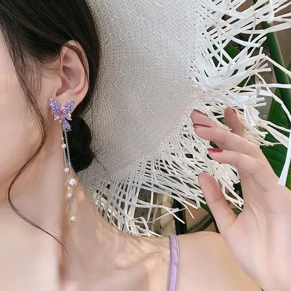 White_&_Gold_&_Purple_Alloy_Earring_Set_&_Drops_&_Danglers_For_Women